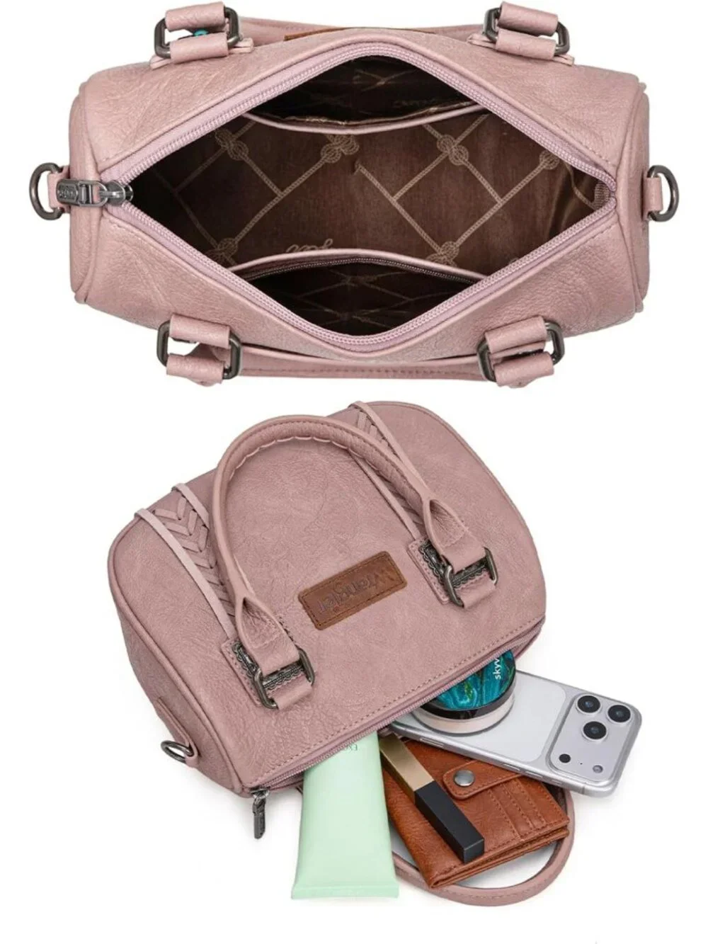 Fringe Crossbody Satchel Purse with Detachable Strap & Top Handle - Stylish Bag